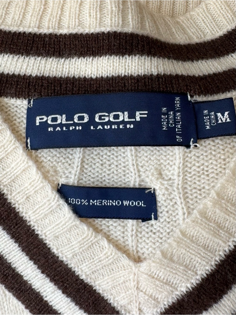 Ralph Lauren Polo Sweater merino wool cricket v neck vtg old money cable knit - Picture 7 of 12